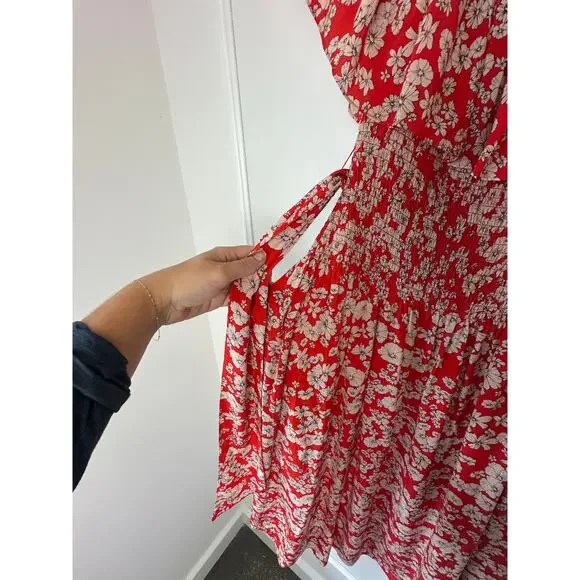 Rebecca Taylor 100% Silk Red Floral Dress Size 2 - Picture 7 of 10